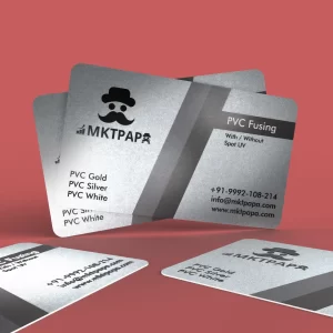 Silver PVC Fusing Business Cards with Spot UV